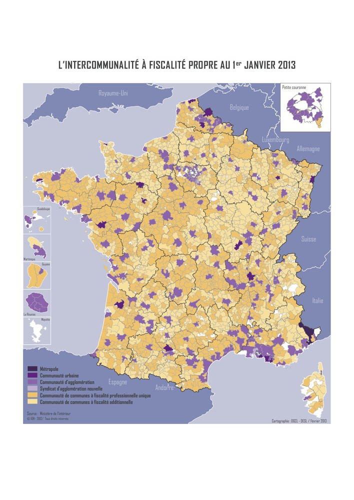 Les EPCI français en fonction de leur fiscalité
